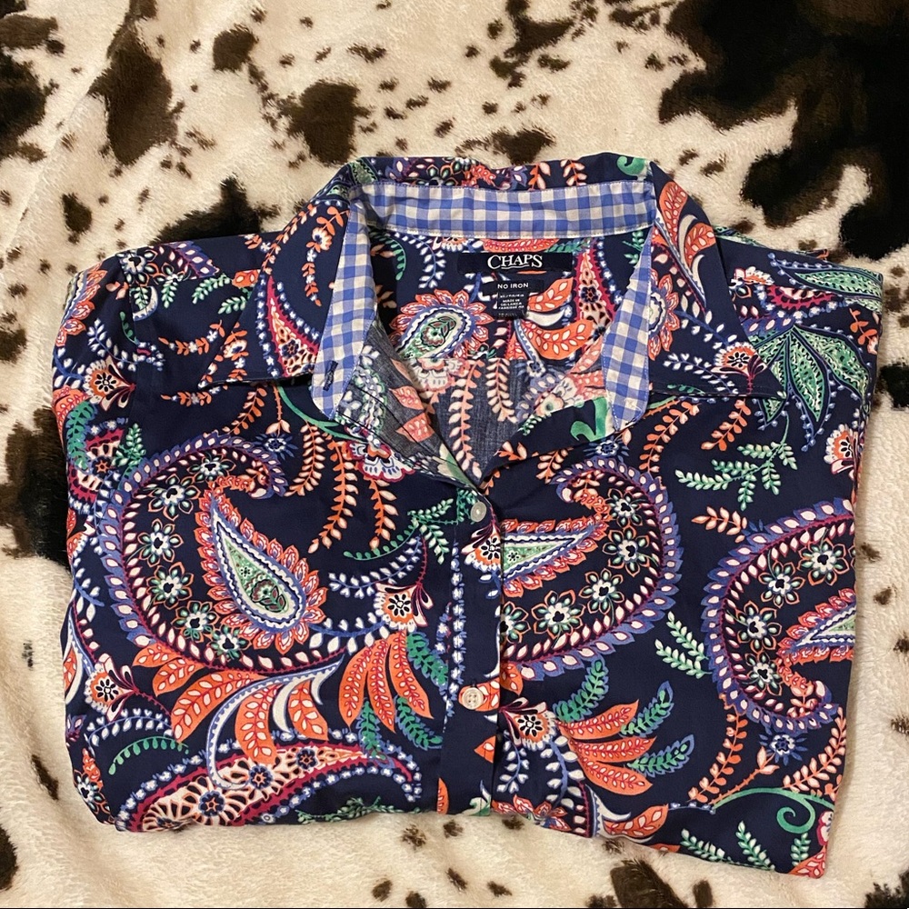 3/4 sleeve Chaps button down, size XL